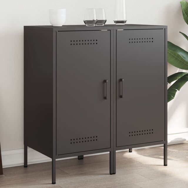 Berkfield Home Sideboards 2 pcs Black 36x39x79 cm Steel - Size: 36 x 39 x 79 cm - image 1