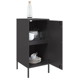 Berkfield Home Sideboards 2 pcs Black 36x39x79 cm Steel - Size: 36 x 39 x 79 cm - thumbnail 5