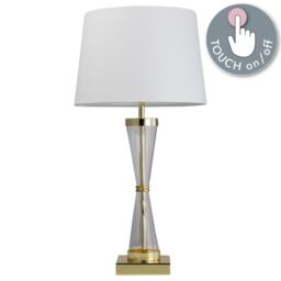 First Choice Lighting Gold Plated Table Touch Light with White Cotton Fabric Shade - thumbnail 2