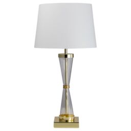 First Choice Lighting Gold Plated Table Touch Light with White Cotton Fabric Shade - thumbnail 3