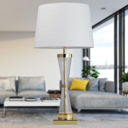 First Choice Lighting Gold Plated Table Touch Light with White Cotton Fabric Shade - thumbnail 7