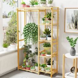 KORVIXA Bamboo Garment Rack Large Clothes Rail Rack with Shelves in Natural - thumbnail 4