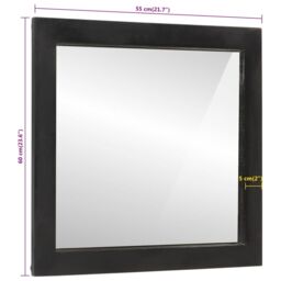 Berkfield Home Bathroom Mirror 55x1x60 cm Glass & Solid Wood Mango in Brown - Size: 55 x 1 x 60 cm - thumbnail 6