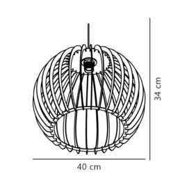 Nordlux Modern Indoor Pendant Light Brown Wood E27 Slatted - Mains Powered, IP20 - thumbnail 7