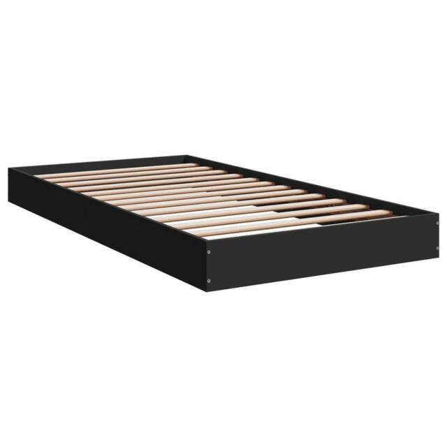 Berkfield Home Modern Bed Frame without Mattress Black 100x200 cm Engineered Wood - image 1