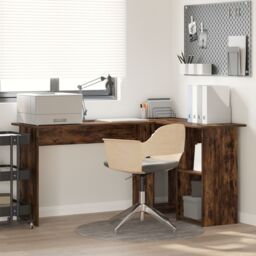 Berkfield Home Smoked Oak Computer Desk Smoked oak Engineered wood Large in Brown