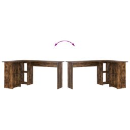 Berkfield Home Smoked Oak Computer Desk Smoked oak Engineered wood Large in Brown - thumbnail 8
