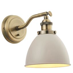 Loops Adjustable Industrial Wall Light Brass & Grey Shade Vintage Arm Lamp Fitting - thumbnail 3