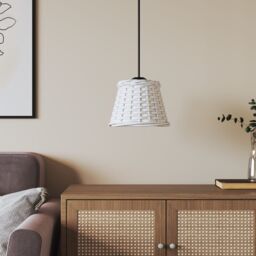 Berkfield Home Ceiling Lamp Shade White √ò15x12 cm Wicker - Size: 15x12 cm