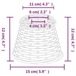 Berkfield Home Ceiling Lamp Shade White √ò15x12 cm Wicker - Size: 15x12 cm - thumbnail 6