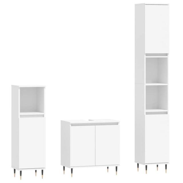 Berkfield Home 3 Piece Bathroom Cabinet Set White Engineered Wood - image 1