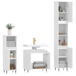 Berkfield Home 3 Piece Bathroom Cabinet Set White Engineered Wood - thumbnail 4