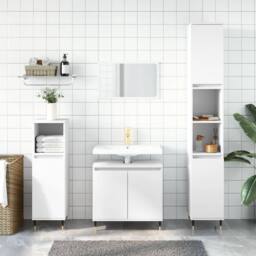 Berkfield Home 3 Piece Bathroom Cabinet Set White Engineered Wood - thumbnail 2