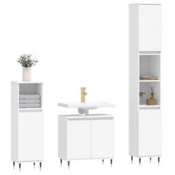 Berkfield Home 3 Piece Bathroom Cabinet Set White Engineered Wood - thumbnail 3