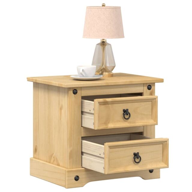 Berkfield Home Bedside Cabinet Corona 53x39x50 cm Solid Wood Pine in Brown - Size: 53 x 39 x 50 cm - image 1