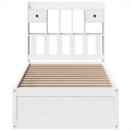 Berkfield Home Beautiful Bed Frame without Mattress White 90x200 cm Solid Wood Pine - thumbnail 4