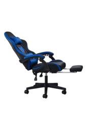 Living and Home High Back Gaming Chair with Massage Lumbar Support & Footrest in Blue - thumbnail 4
