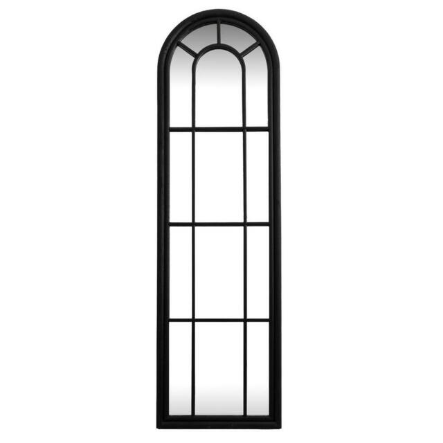 Lemon Pavilion Furniture and Decor Black Wood Tall Arched Window Mirror - Glass - L3xW50xH170 cm - Black - image 1