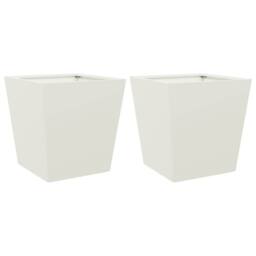 Berkfield Home Garden Planters White 2 pcs 40x40x40 cm Steel - Size: 40 x 40 x 40 cm - thumbnail 3