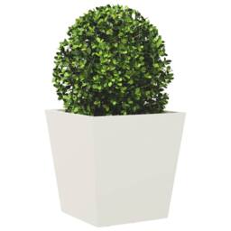 Berkfield Home Garden Planters White 2 pcs 40x40x40 cm Steel - Size: 40 x 40 x 40 cm - thumbnail 4
