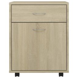 Berkfield Home Rolling Cabinet Sonoma Oak 45x38x54 cm Engineered Wood in Brown - Size: 45 x 38 x 54 cm - thumbnail 4