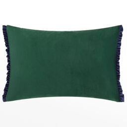 Wylder Tilly Velvet Frill Reversible Cushion in Bottle Green - Size: 40 cm x 60 cm