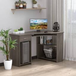 Wyld Haus Nifi 120cm Grey L Shaped Corner Desk Keyboard Tray Drawer & Shelves - thumbnail 3