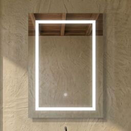Balterley Rectangular LED Framed Touch Mirror with Demister, 700x500mm - Chrome in Silver - thumbnail 9