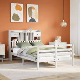 Berkfield Home Bookcase Bed without Mattress White 135x190 cm Doouble Solid Wood Pine - thumbnail 2