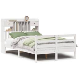 Berkfield Home Bookcase Bed without Mattress White 135x190 cm Doouble Solid Wood Pine - thumbnail 1