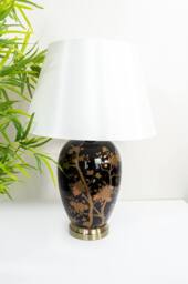 Downton Interiors Black Gold Ceramic Table Lamp with Plain Shade (G2105 Plain) - Size: Large