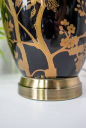 Downton Interiors Black Gold Ceramic Table Lamp with Plain Shade (G2105 Plain) - Size: Large - thumbnail 4