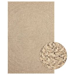 Berkfield Home Rug 200x290 cm Jute Look Indoor & Outdoor in Brown - Size: 100 cm diameter - thumbnail 2