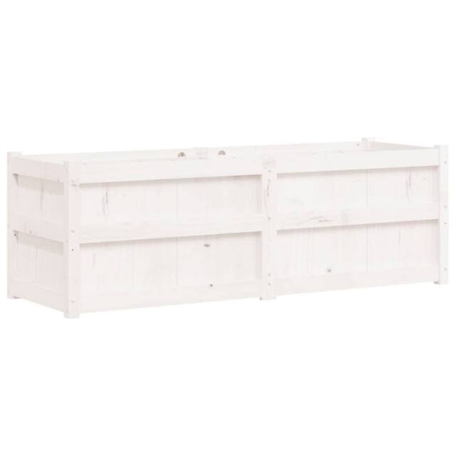 Berkfield Home Garden Planter White 150x50x50 cm Solid Wood Pine - Size: 150 x 50 x 50 cm