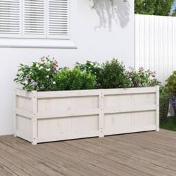 Berkfield Home Garden Planter White 150x50x50 cm Solid Wood Pine - Size: 150 x 50 x 50 cm - thumbnail 2