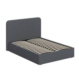 FWStyle Grey Upholstered Small Double Ottoman Lift Up Storage Bedframe - thumbnail 4