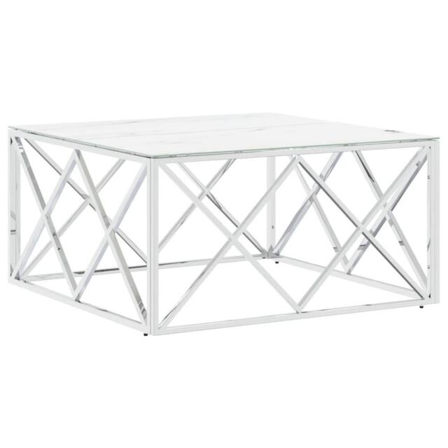 Berkfield Home Coffee Table Silver 80x80x40 cm Stainless Steel & Glass - Size: 80 x 80 x 40 cm - image 1