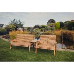 Churnet Valley Garden Furniture Ltd Valley 5 Seat Set 1X2B 1X3B Straight Tray - Timber - Fully Assembled in Brown - thumbnail 2