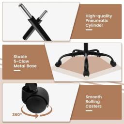 NESTLUNE 360° Swivel Office Computer Desk Chair Ergonomic Seat in Brown - Size: 100 cm x 100 cm - thumbnail 4