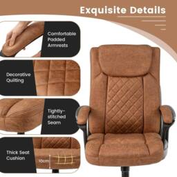 NESTLUNE 360° Swivel Office Computer Desk Chair Ergonomic Seat in Brown - Size: 100 cm x 100 cm - thumbnail 6