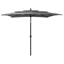 Berkfield Home Harmful 3-Tier Parasol with Aluminium Pole Anthracite 2.5x2.5 m in Dark Grey - thumbnail 2