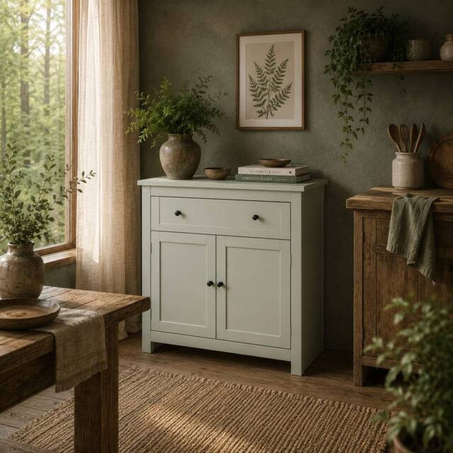 Wyld Haus Luhaso Green Sideboard Cabinet with Drawer & Adjustable Shelf - image 1
