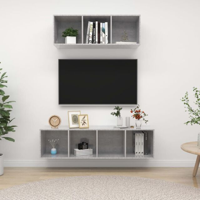 Berkfield Home 2 Piece TV Cabinet Set Concrete Grey Engineered Wood - image 1