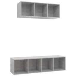 Berkfield Home 2 Piece TV Cabinet Set Concrete Grey Engineered Wood - thumbnail 2