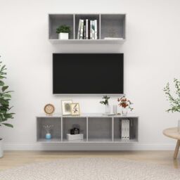 Berkfield Home 2 Piece TV Cabinet Set Concrete Grey Engineered Wood - thumbnail 1