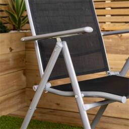 Nordara 2 x Multi Position High Back Reclining Garden Folding Chair in Black - Size: 100 cm x 60 cm - thumbnail 4