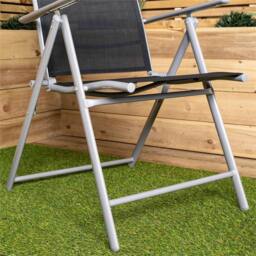 Nordara 2 x Multi Position High Back Reclining Garden Folding Chair in Black - Size: 100 cm x 60 cm - thumbnail 5