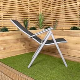 Nordara 2 x Multi Position High Back Reclining Garden Folding Chair in Black - Size: 100 cm x 60 cm - thumbnail 3