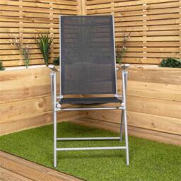 Nordara 2 x Multi Position High Back Reclining Garden Folding Chair in Black - Size: 100 cm x 60 cm - thumbnail 7