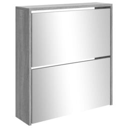 Berkfield Home Shoe Cabinet with Mirror 2-Layer Grey Sonoma 63x17x67 cm - Size: 63 x 17 x 67 cm - thumbnail 4